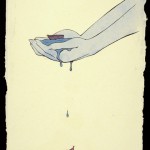 Cupped, handmade paper, pulp painting, and serigraphy, 18 x 12" 2011