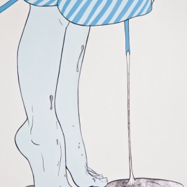 Apart (detail), mixed media & silver leaf on paper, 100 x 70" 2012