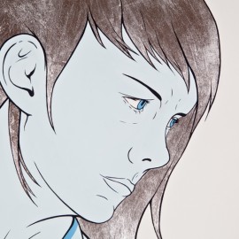 Apart (detail), mixed media & silver leaf on paper, 100 x 70" 2012