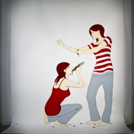 Letting, mixed media & silver leaf on paper, 100 x 70" 2012