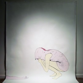 Barrier, mixed media, screenprint & 23k gold leaf on canvas, 80 x 60" 2011