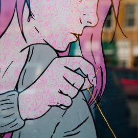Sick at Home, window painting at Craft Chemistry (detail)