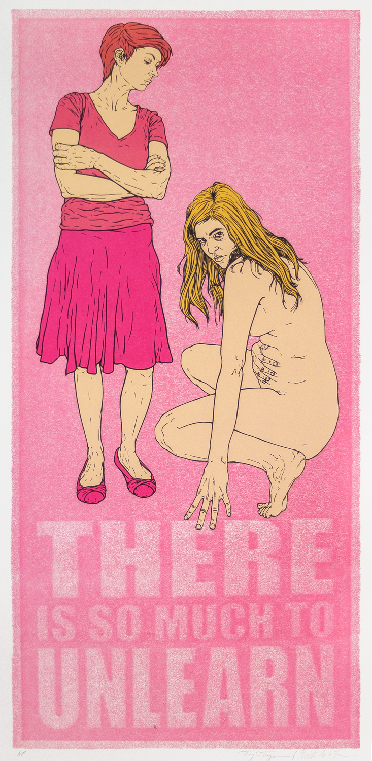 There is So Much to Unlearn, pressure print & screenprint, 36 by 19 inches, 2022